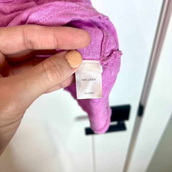 J. Jill Love Linen Lilac Purple 100% Linen Crew Neck T-Shirt Boxy Size Large - Picture 4 of 4